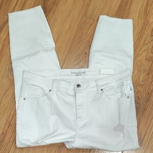 Maurices Women's White Skinny Jeans with Subtle Distress